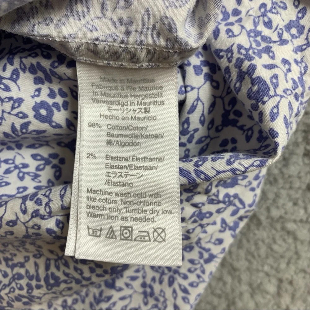 J.Crew Mercantile Flex Shirt Mens Long Sleeve Button Up White Blue Floral Size L